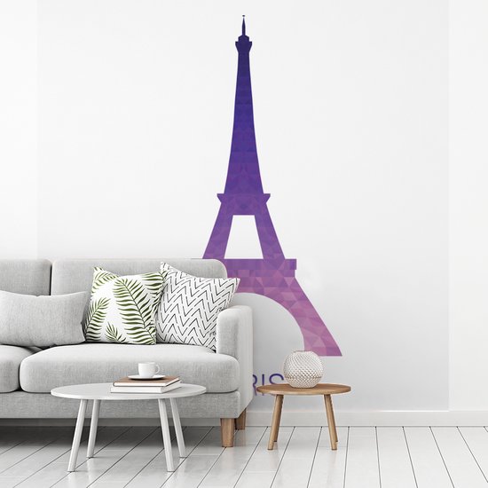 Papier peint photo vinyle - Une illustration colorée de la Tour Eiffel largeur 350 cm x hauteur 350 cm - Tirage photo sur papier peint (disponible en 7 tailles)