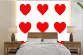 Papier peint photo peint vinyle - Une illustration avec neuf coeurs rouges largeur 260 cm x hauteur 260 cm - Tirage photo sur papier peint (disponible en 7 tailles)