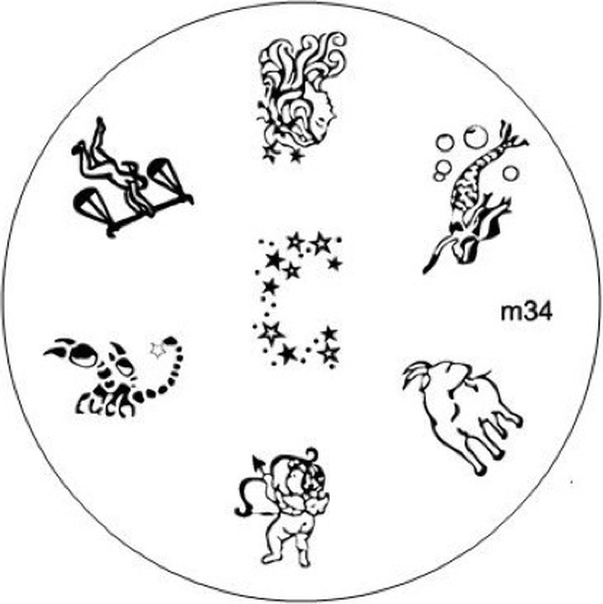 Goedkoopste Nailart stamping plaatje / nagel plaatje M34.