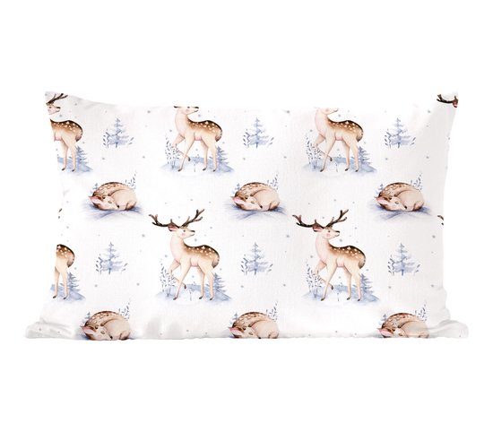 Sierkussens - Kussentjes Woonkamer - 60x40 cm - Winter - Sneeuw - Herten - Kerstversiering - Kerstdecoratie voor binnen - Woonkamer