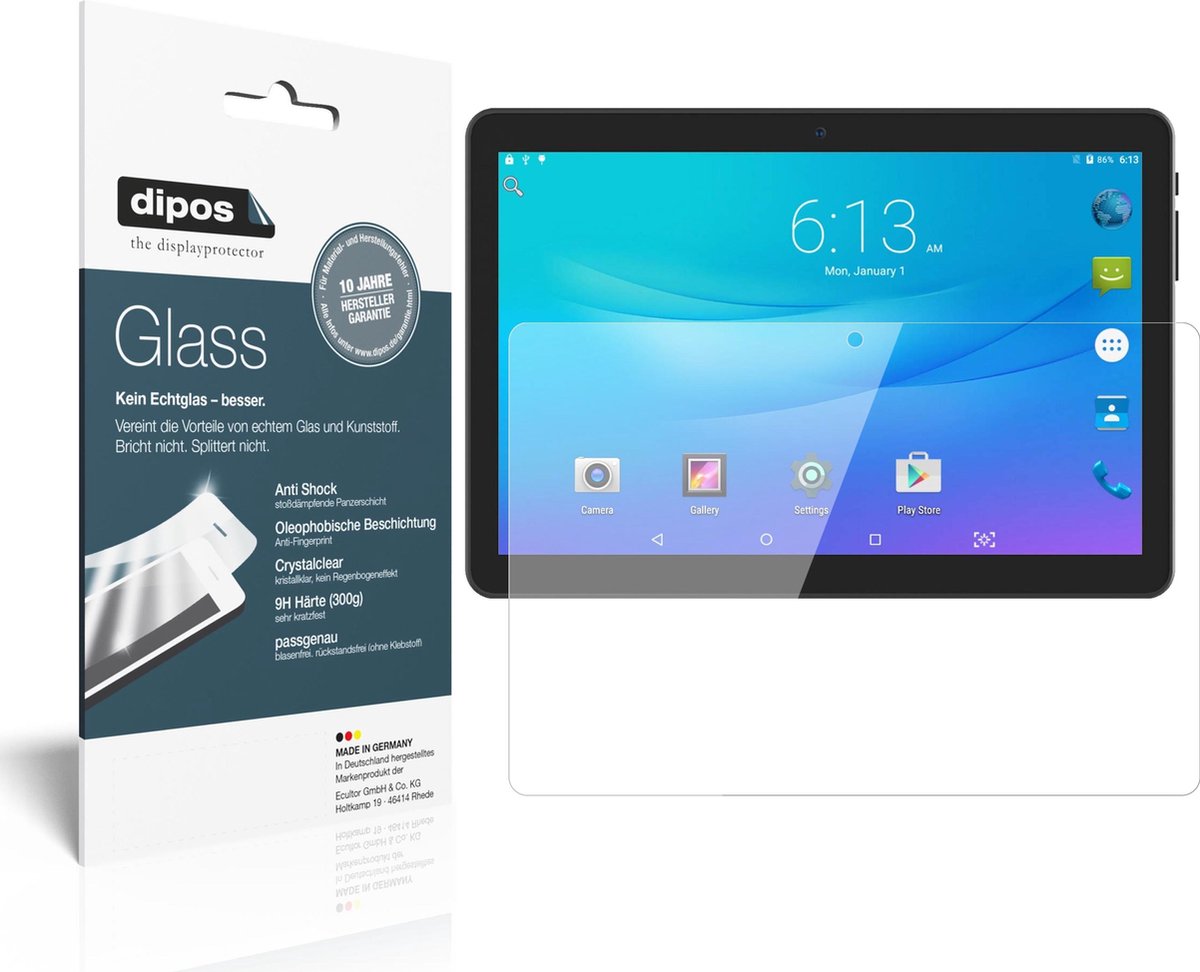 dipos I 2x Pantserfolie helder geschikt voor Lectrus 10.1 Zoll Tablet Beschermfolie 9H screen-protector