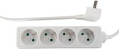 Perel Stekkerdoos, 4 stopcontacten met penaarde (type E), kabel 5 m, 3G1.5, gebruik binnenshuis, wit