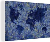Wanddecoratie Wereldkaart - Van Gogh - Verf - Canvas - 60x40 cm