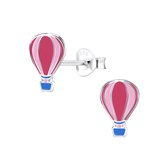 Joy|S - Zilveren Luchtballon oorbellen - 8 x 11 mm - roze