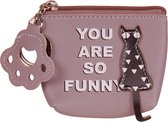 Portemonneetje rits Zwarte Poes Taupe/Grijs - You are so Funny - 11x9cm