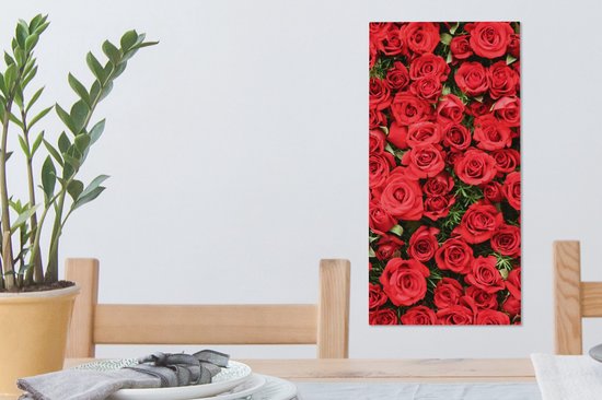 Toile Peinture Roses - Rouge - Arbuste - 20x40 cm - Décoration murale