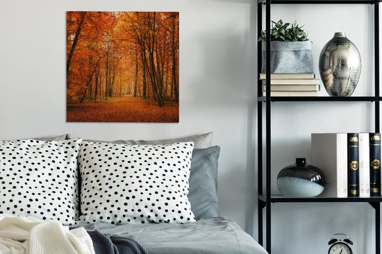 Tableau sur toile Une forêt aux couleurs automnales - 50x50 cm - Décoration murale