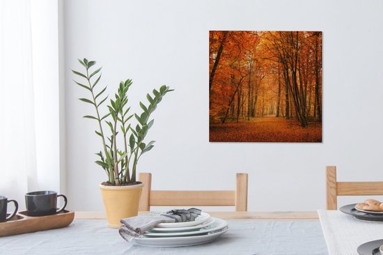 Tableau sur toile Une forêt aux couleurs automnales - 50x50 cm - Décoration murale