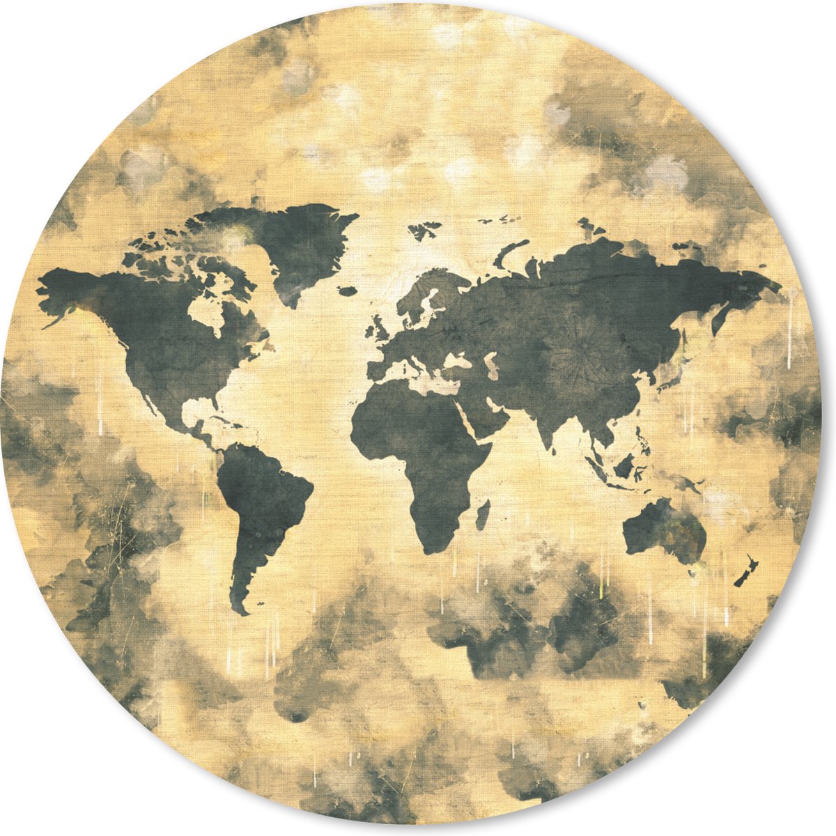Muismat rond 20x20 cm - Mousepad Wereldkaart - Rook - Abstract - Ronde muismatten