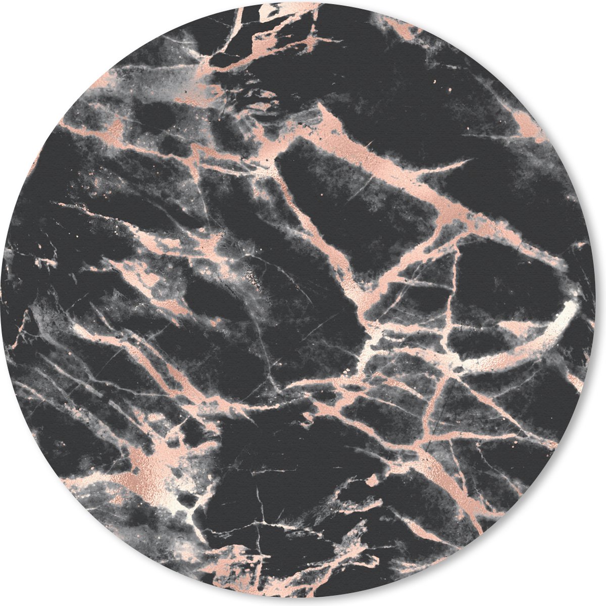Muismat rond 30x30 cm - Mousepad Marmer - Zwart - Goud - Ronde muismatten