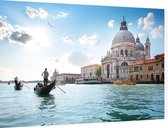 Gondelier voor de Santa Maria della Salute in Venetië - Foto op Dibond - 90 x 60 cm