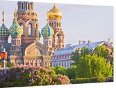 Sint-Petersburg in bloei bij de Orthodoxe kerk Spas na Krovi - Foto op Dibond - 90 x 60 cm