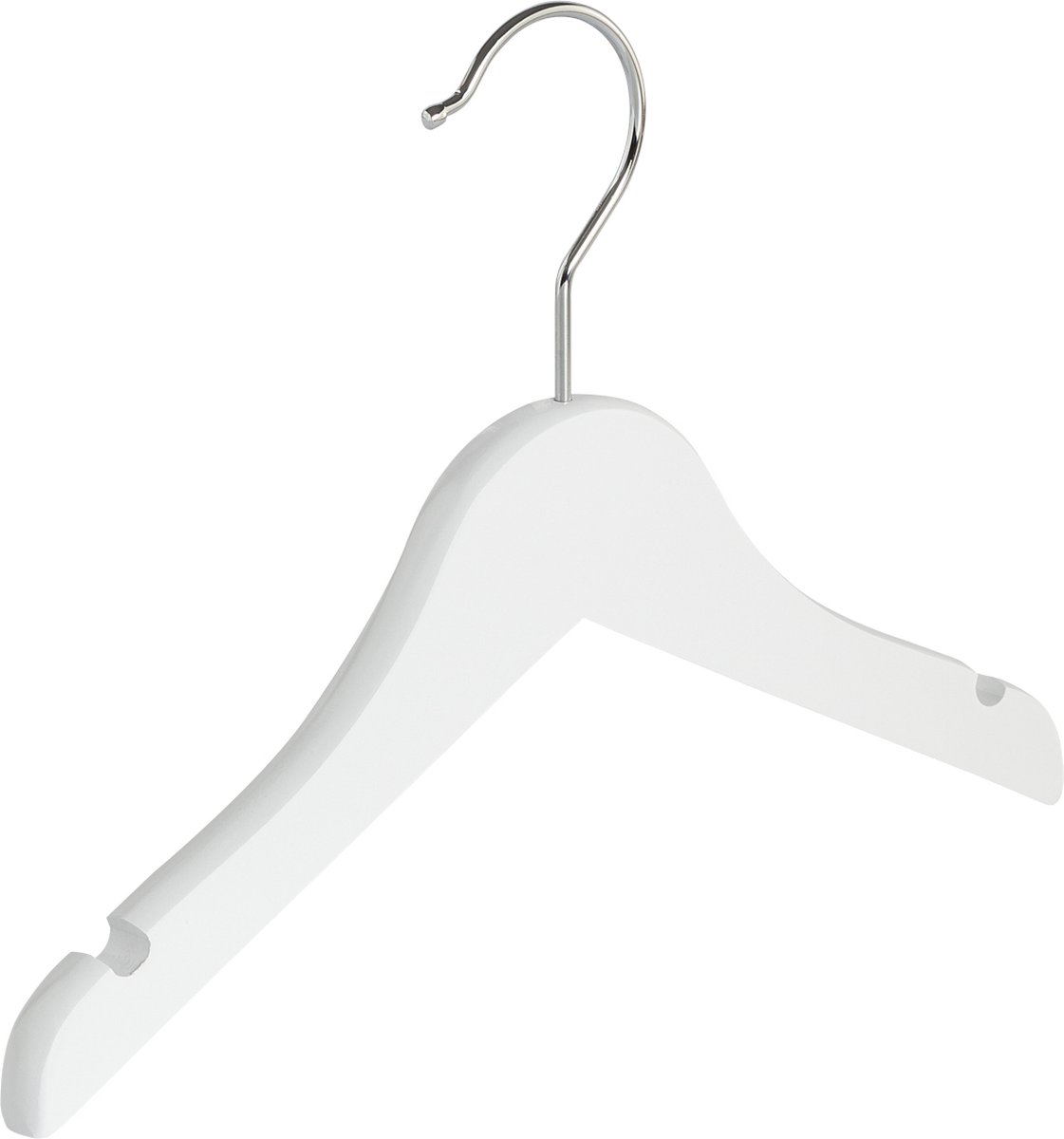 De Kledinghanger Gigant - 10 x Blouse / shirthanger (baby / kind) lotushout wit gelakt met rokinkepingen, 28 cm