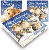 Kaarten - Kerst - Franciens katten - Kerstnacht / kattenfamilie - 2 motieven - 10 st.
