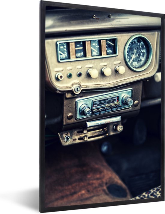 Fotolijst incl. Poster - Vintage - Auto - Radio - 80x120 cm - Posterlijst