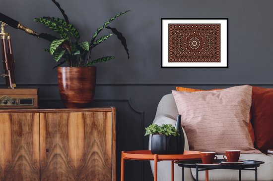 Cadre photo avec affiche - Motifs - Mandala - Tapis - Rouge - 40x30 cm - Cadre pour affiche