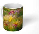 Mok - Siergras met gekleurde bloemen - 350 ML - Beker