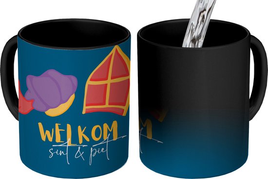 Foto: Magische mok foto op warmte mokken koffiemok sinterklaas quotes sint welkom sint en piet kinderen jongens meisjes kindje magic mok beker 350 ml theemok