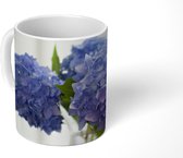 Mok - Blauwe hortensia's in vaas - 350 ML - Beker