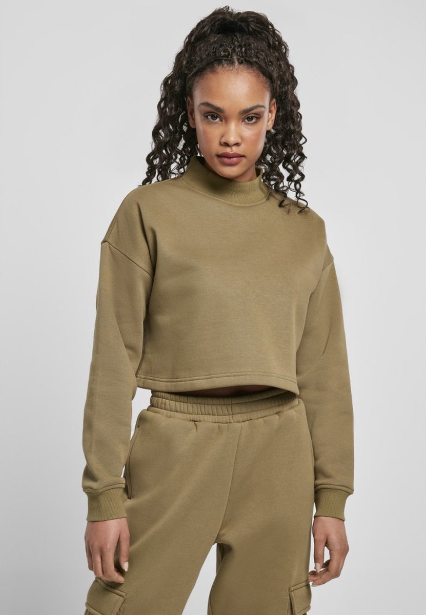 Urban Classics Oversized High Neck Crew Crop Sweater/Trui 4XL Groen