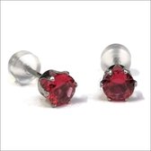 Aramat jewels ® - Oorbellen zirkonia zweerknopjes rond 5mm robijn rood chirurgisch staal