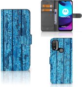 Magnet Case Motorola Moto E20 | E30 | E40 Telefoonhoesje Wood Blue