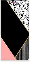 Bookcase Hoesje Motorola Moto G60s Smart Cover Black Pink Shapes