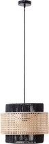 Brilliant lamp, Arles hanglamp 35cm zwart mat / rotan, 1x A60, E27, 40W, kabel inkortbaar / in hoogte verstelbaar