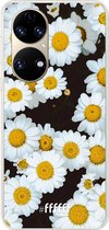 6F hoesje - geschikt voor Huawei P50 -  Transparant TPU Case - Daisies #ffffff