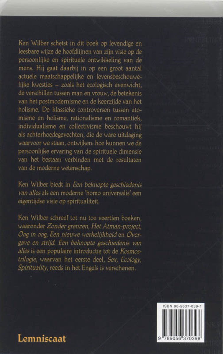 Een beknopte geschiedenis van alles - back cover