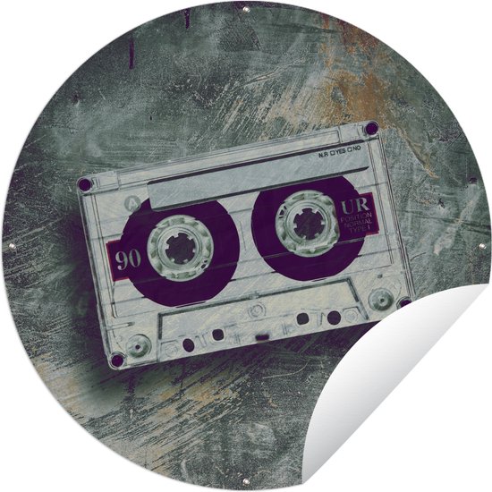 Tuincirkel Cassettebandjes - Muziek - Retro - 120x120 cm - Ronde Tuinposter - Buiten XXL / Groot formaat!