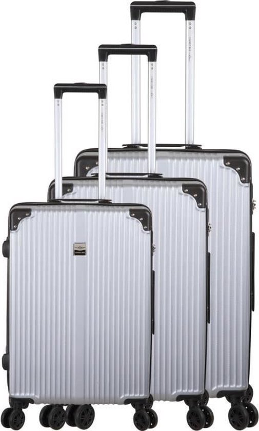 FRANCE BAG Set van 3 Koffers 8 wielen Multidirectioneel ABS Grijs