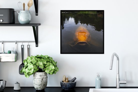 Cadre photo avec affiche - Une carpe koi géante dans l'eau - 40x40 cm - Cadre pour affiche
