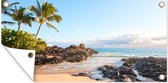 Schuttingposter Tropische palmbomen op het strand van Maui - 200x100 cm - Tuindoek