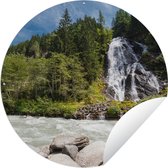 Tuincirkel Waterval bij de Grossglockner in Oostenrijk - 120x120 cm - Ronde Tuinposter - Buiten XXL / Groot formaat!