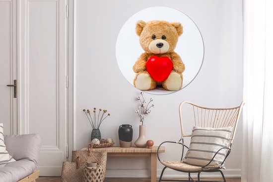 WallCircle - Cercle mural - Cercle mural intérieur - Un ours en peluche pour la Saint-Valentin - 150x150 cm - Décoration murale - Peintures ronds