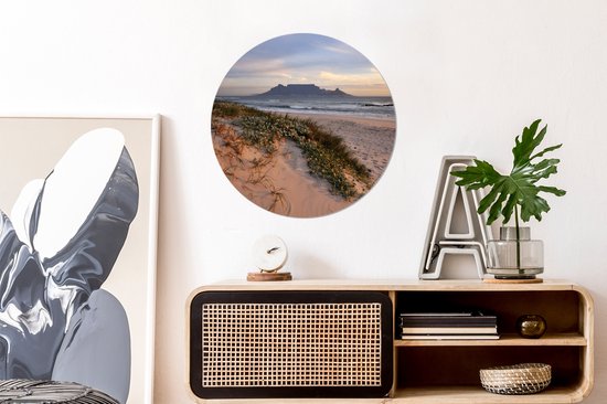 Plage et mer avec Table Mountain en arrière-plan Cercle mural aluminium ⌀ 60 cm - impression photo sur cercle mural / cercle vivant / cercle jardin (décoration murale)