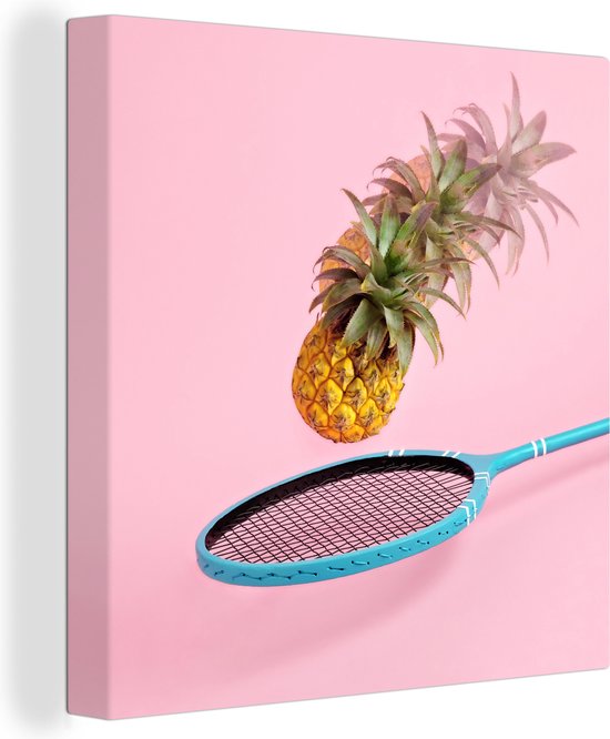 Ananas utilisé pour le badminton Toile 90x90 cm - Tirage photo sur toile (Décoration murale salon / chambre)