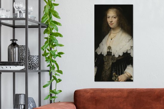 Toile Peinture une femme, peut-être Maria Trip - Peinture de Rembrandt van Rijn - 40x80 cm - Décoration murale