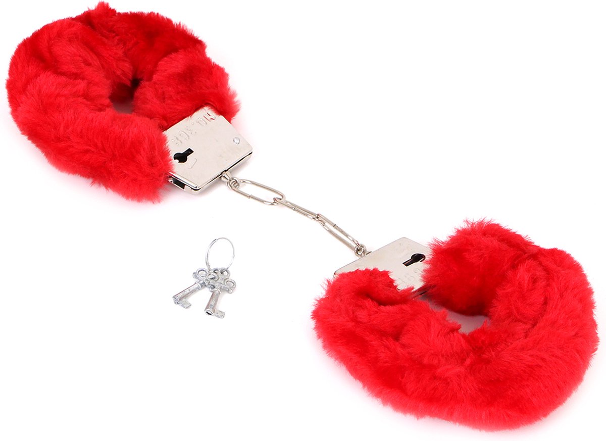 Goedkoopste Budget Thin-Metal Red Plush Handcuffs | Kiotos Steel