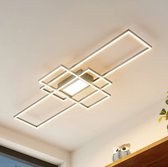 Lindby - LED plafondlamp- met dimmer - 1licht - staal - H: 6.5 cm - nikkel - Inclusief lichtbron