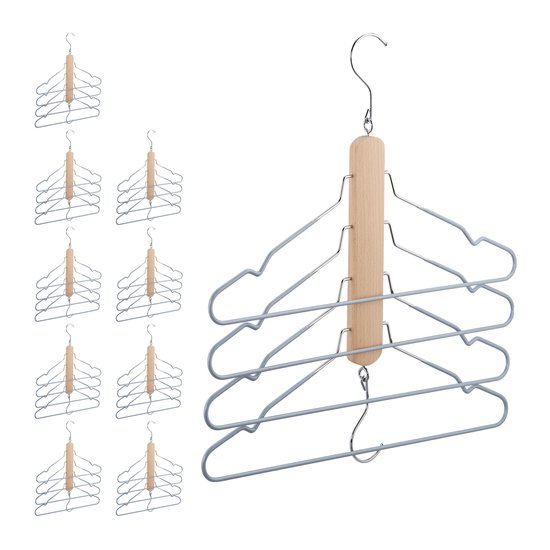 Relaxdays 10x Kledingkast organizer - kledinghangers - ruimtebesparend - kleerhangers
