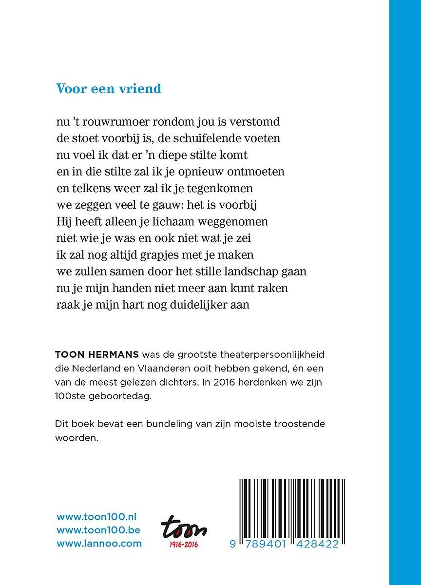 Boekomslag met tekst en websiteadressen. Gedrukt in blauw en zwart op wit papier.