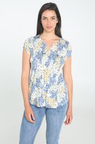 Cassis - Female - T-shirt in plisséstricot met dierenhuidprint  - Blauw