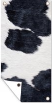 Wanddecoratie buiten Afbeelding van een zwart-witte koeienhuid - 80x160 cm - Tuindoek - Buitenposter