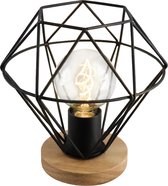 Olucia Jochem - Industriële Tafellamp - Hout/Metaal - Zwart;Bruin