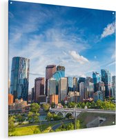 Artaza Glasschilderij - Skyline Calgary Stad in Canada - 70x70 - Plexiglas Schilderij - Foto op Glas