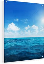 Artaza Glasschilderij - Water Midden Op Zee Met Zonneschijn  - 40x50 - Plexiglas Schilderij - Foto op Glas