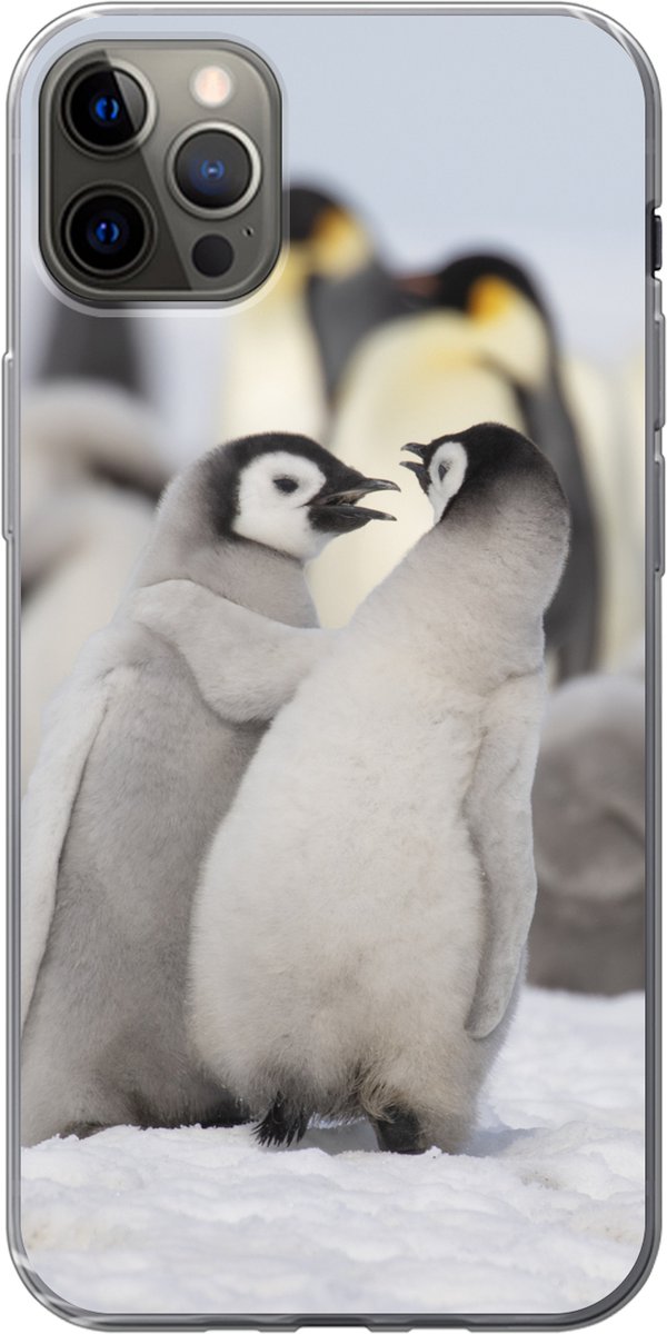 Telefoonhoesje Geschikt voor iPhone 13 Pro Max hoesje - Pinguïns - Sneeuw - Dieren - Siliconen Telefoonhoesje Telefoonhoesje
