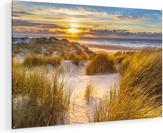 Peinture sur verre Artaza - Plage et dunes au coucher du soleil - 120 x 80 - Groot - Peinture en plexiglas - Photo sur Glas